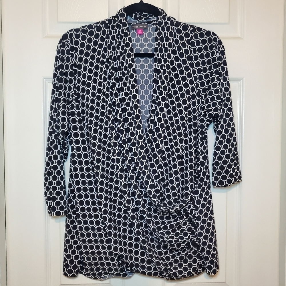 Vince Camuto Black White Fqux Wrap 1X